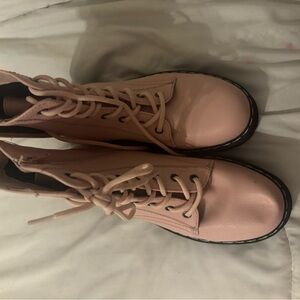 Chic Pink Lace-Up Combat Boots